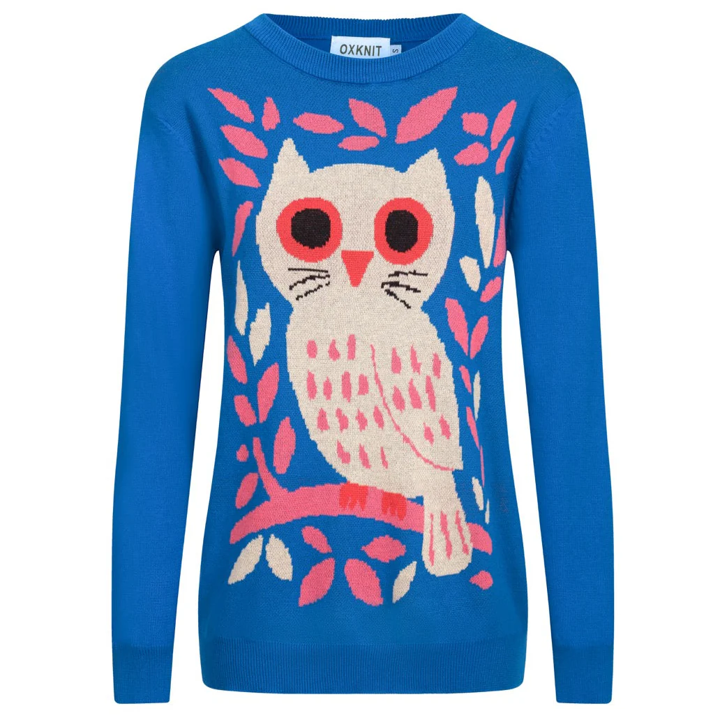 Women's blue bird animal jacquard knitwear