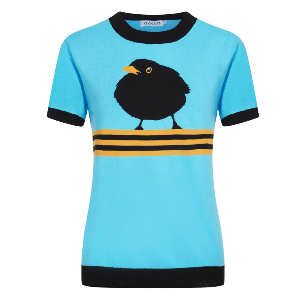 Women's blue birdie jacquard knitwear
