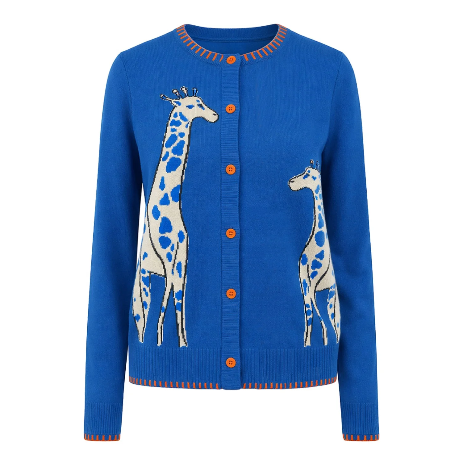 Women's Blue Deer Design Classic Vintage Jacquard Knitwear