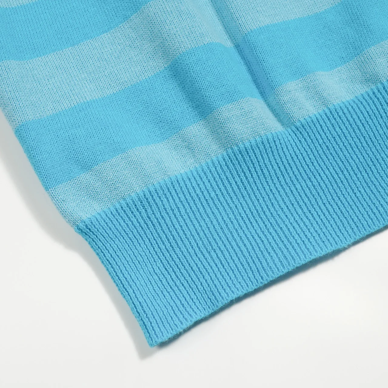 Women's blue striped Collage knitted bubble sleeve polo - Image 7