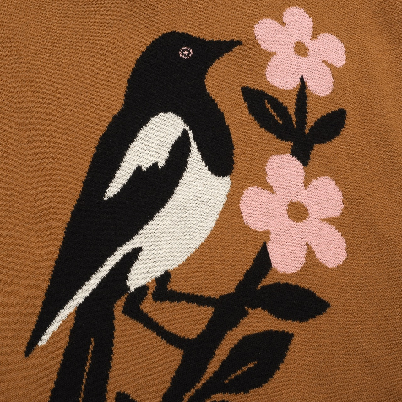 Women's brown magpie V-neck puffed sleeve knitwear - Image 2