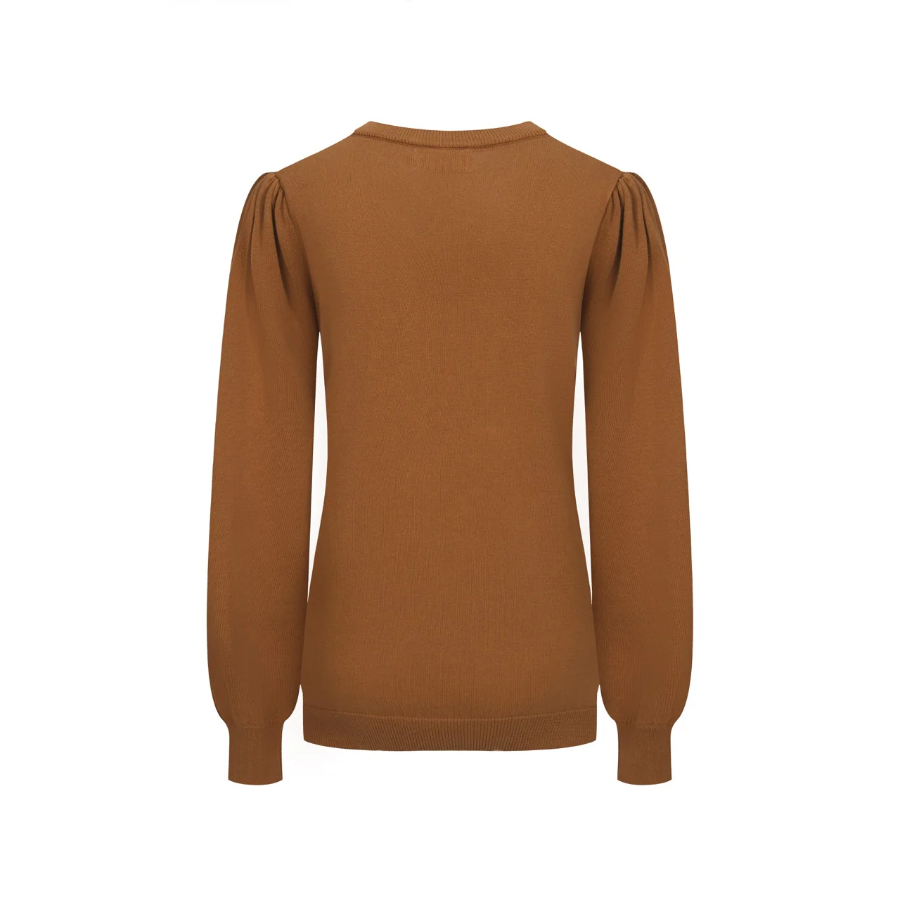 Women's brown magpie V-neck puffed sleeve knitwear - Image 3