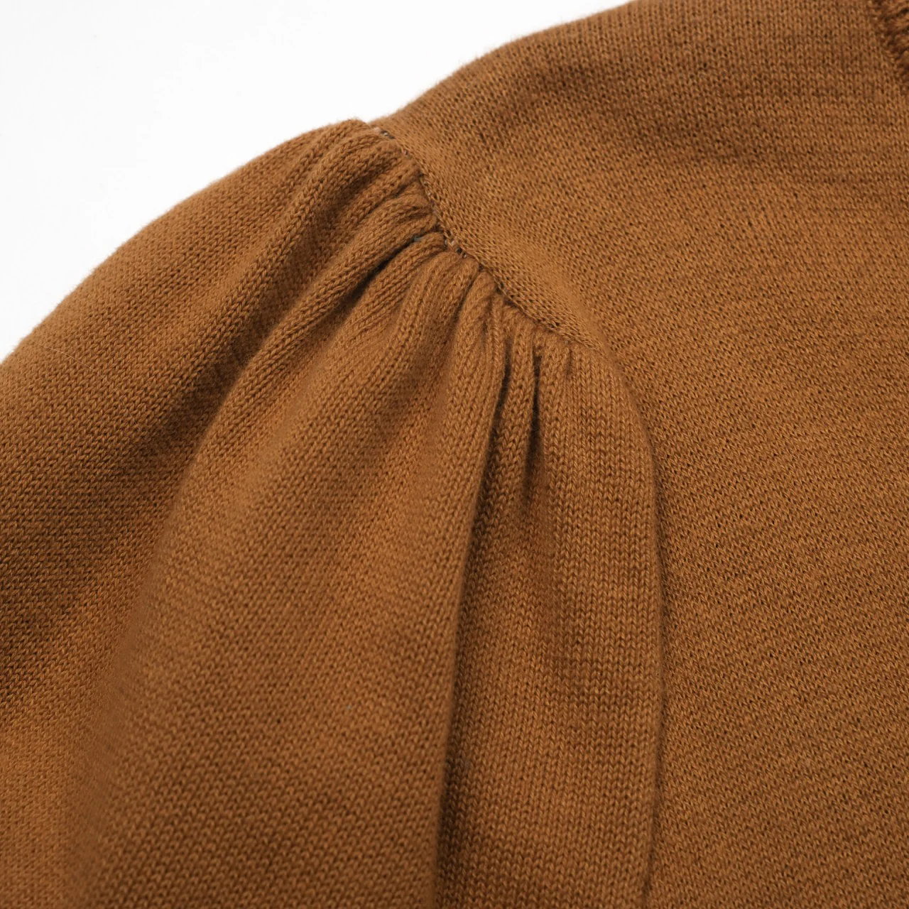 Women's brown magpie V-neck puffed sleeve knitwear - Image 5