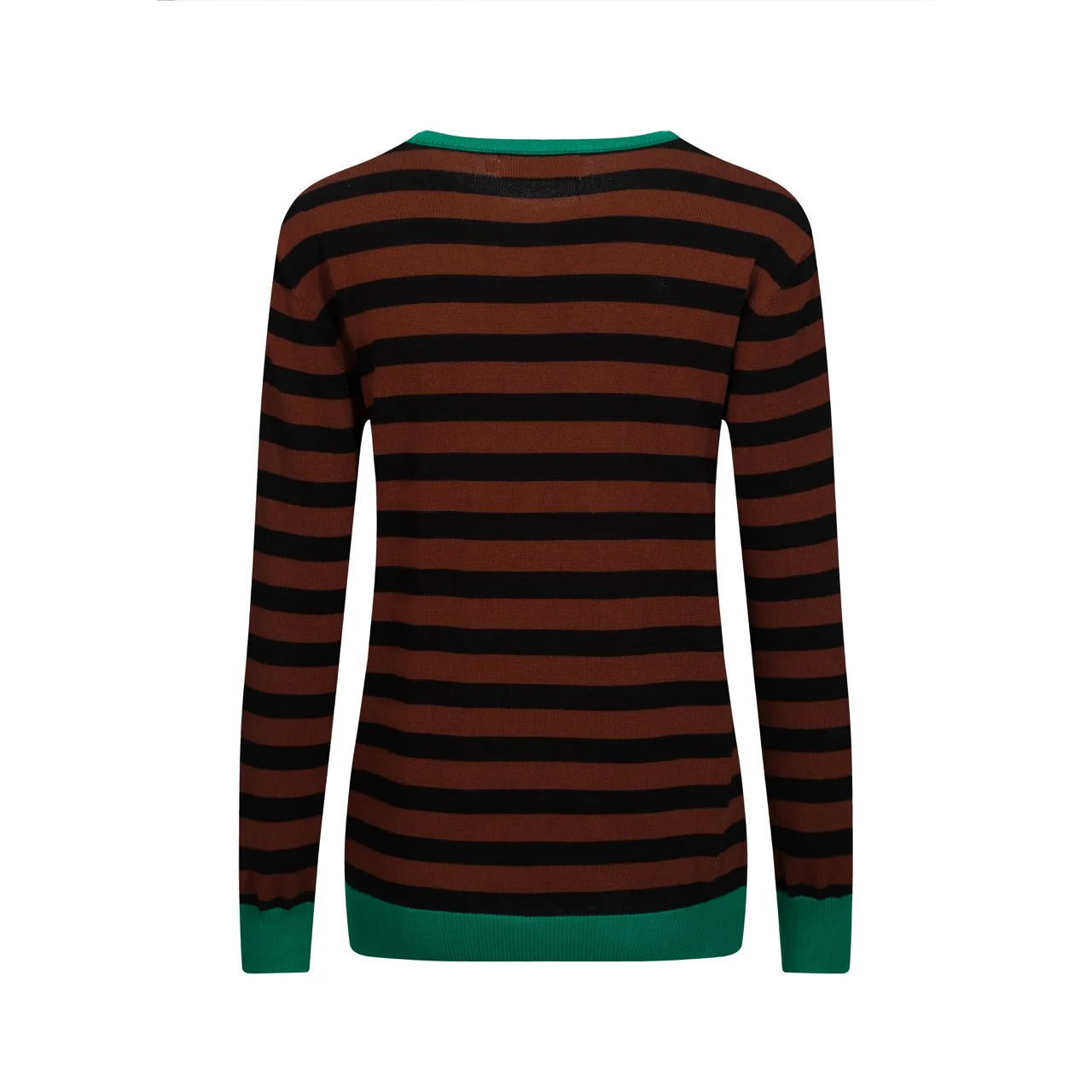 Women's brown striped mushroom embroidery knitwear - Image 3