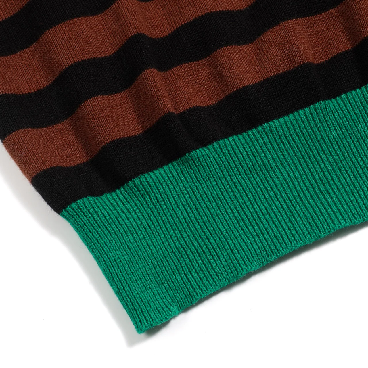 Women's brown striped mushroom embroidery knitwear - Image 6