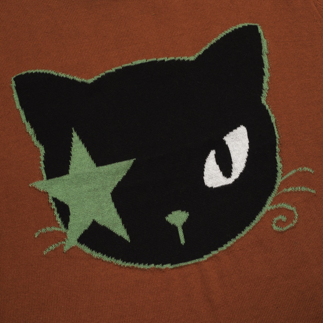 Women's Brown Vintage Cat Star Art Fashion Jacquard Knitwear - Image 2
