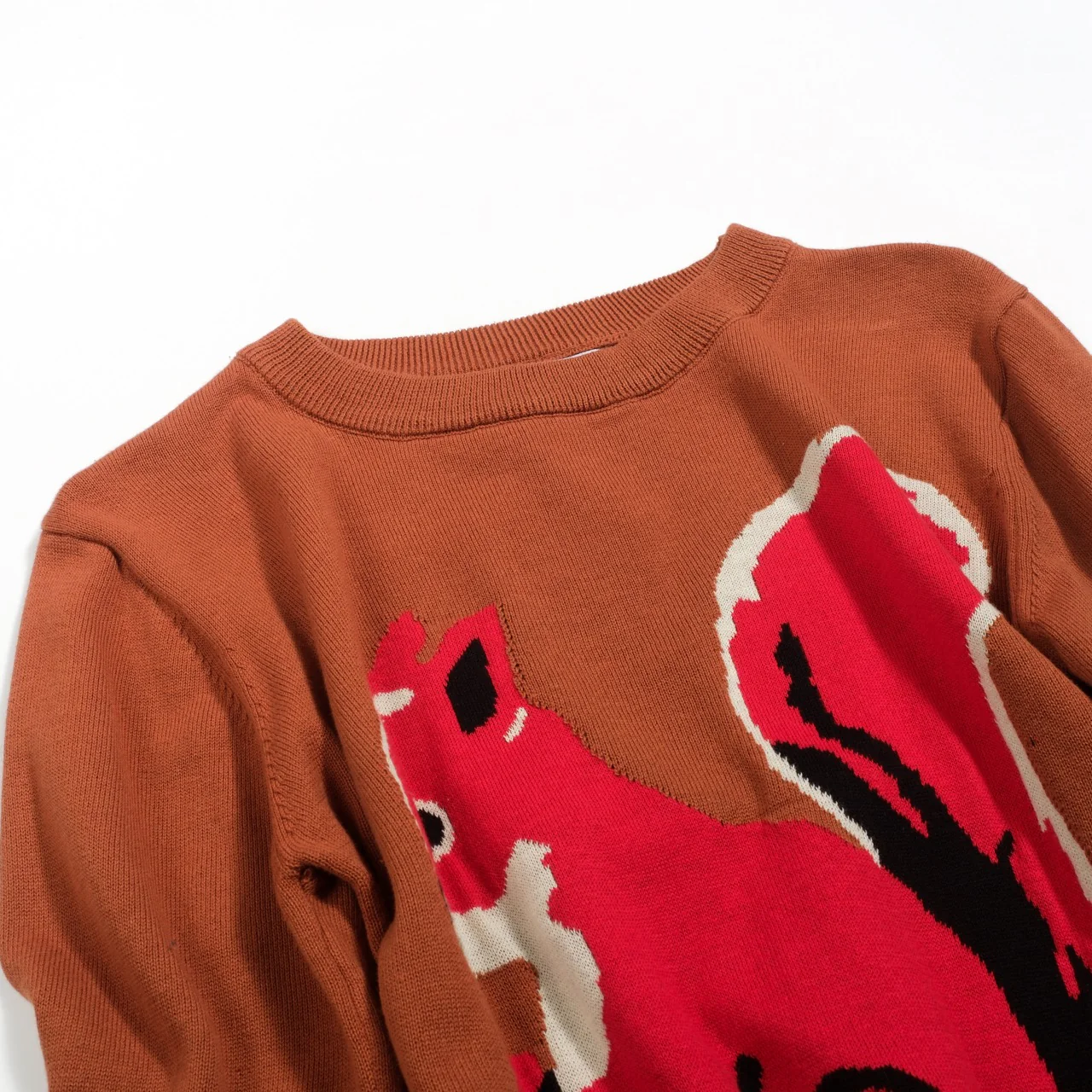 Women's brown vintage jacquard squirrel knitwear - Image 8