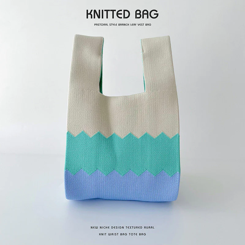 Women's Colorblock Knitted Shoulder Handbag - Image 13