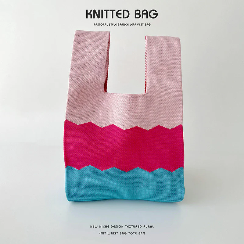 Women's Colorblock Knitted Shoulder Handbag - Image 7