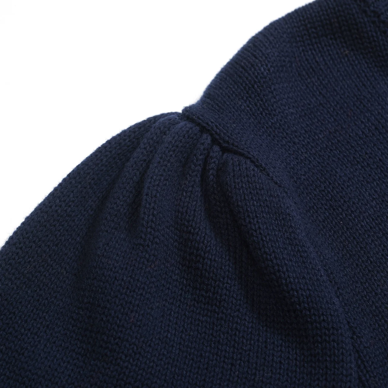 Women's dark blue jacquard floral puffed sleeve knitwear - Image 5