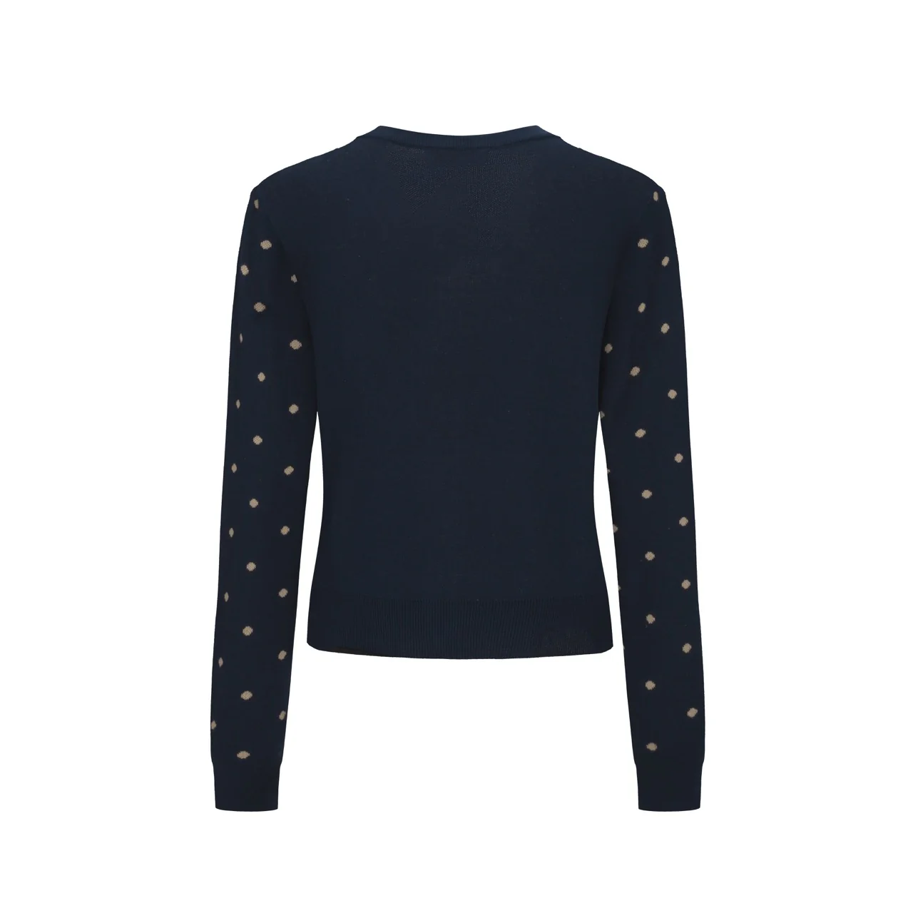 Women's dark blue magpie plant jacquard cardigan - Cropped Length - Image 3