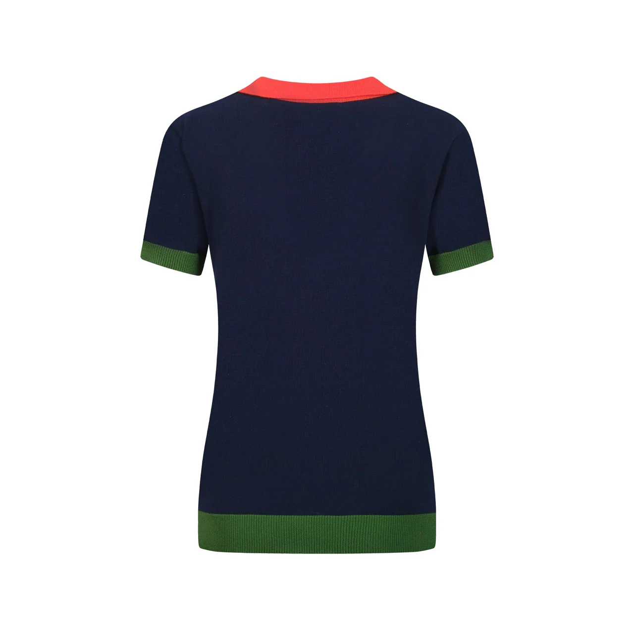 Women's dark blue retro art knitted V-neck polo - Image 3