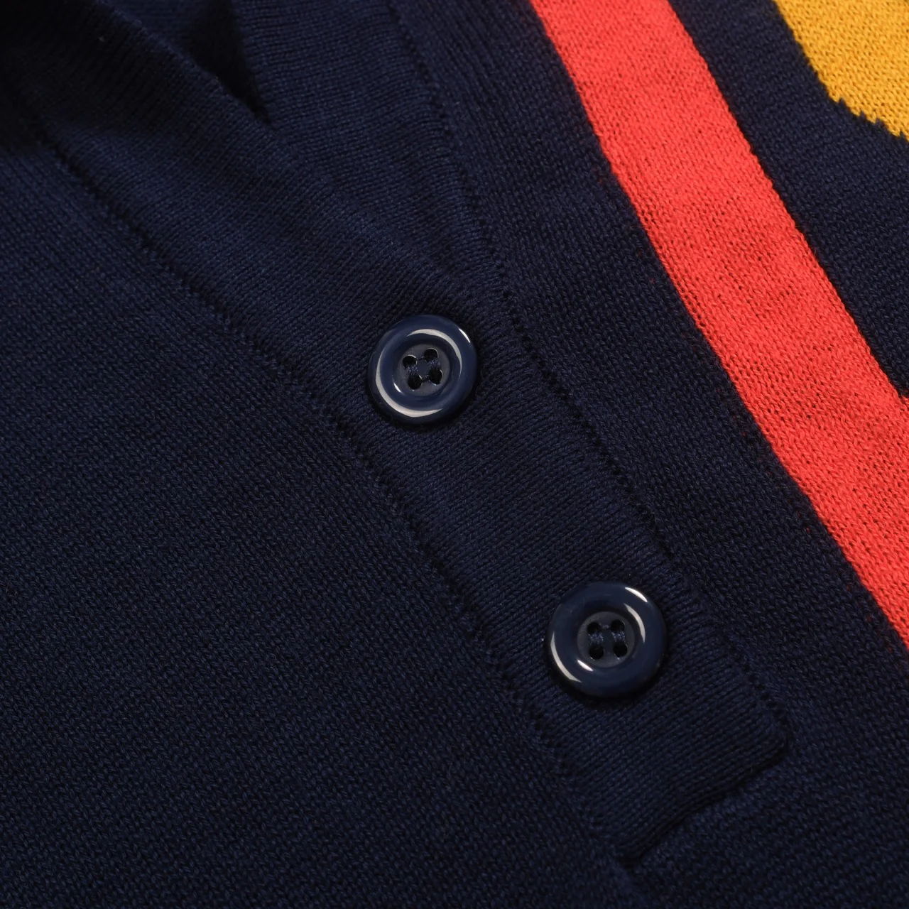 Women's dark blue retro art knitted V-neck polo - Image 5