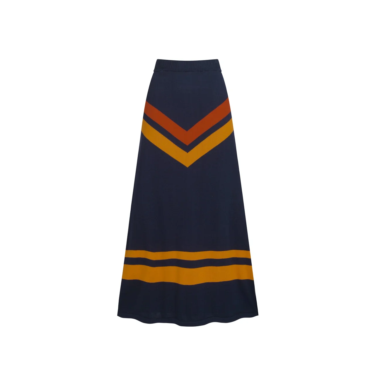 Women's dark blue striped knitted skirt suit - Image 4