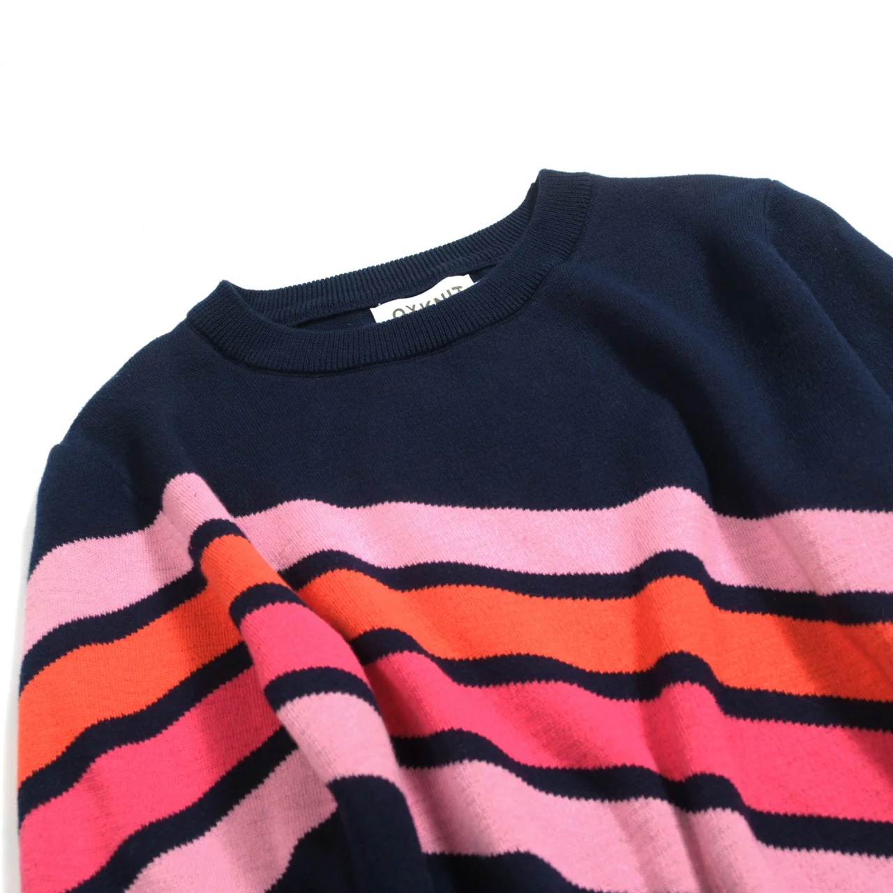 Women's dark blue vintage diagonal stripe knitwear - Image 7