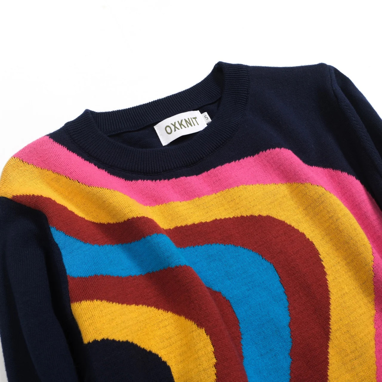 Women's dark blue wavy stripe knitwear - Image 9