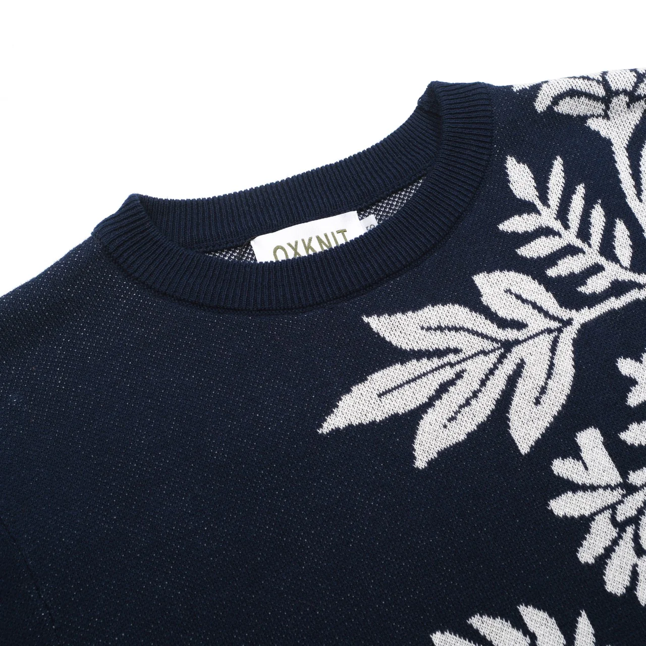 Women's dark blue floral classic retro art jacquard knitwear - Image 4