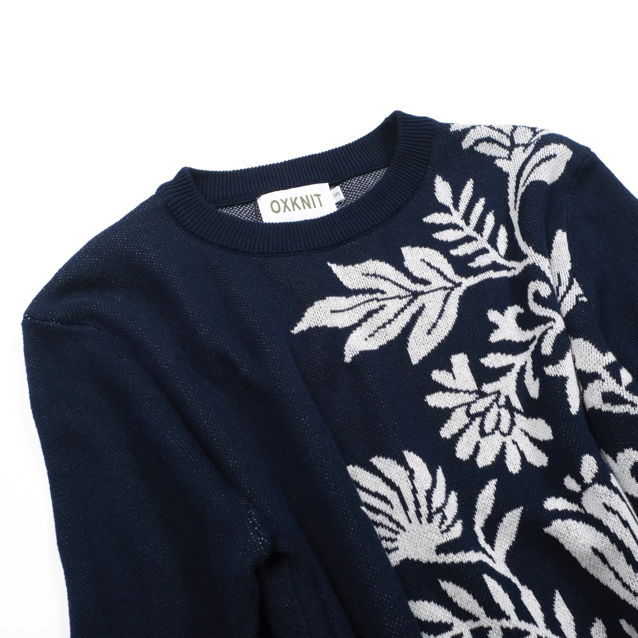 Women's dark blue floral classic retro art jacquard knitwear - Image 9