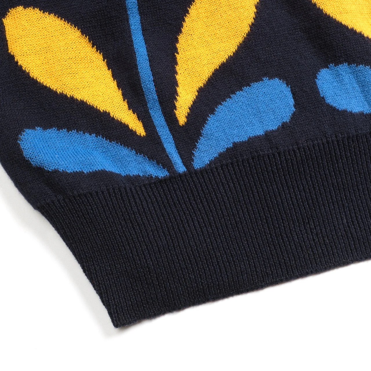 Women's deep blue flowers college style jacquard knitwear - Image 5