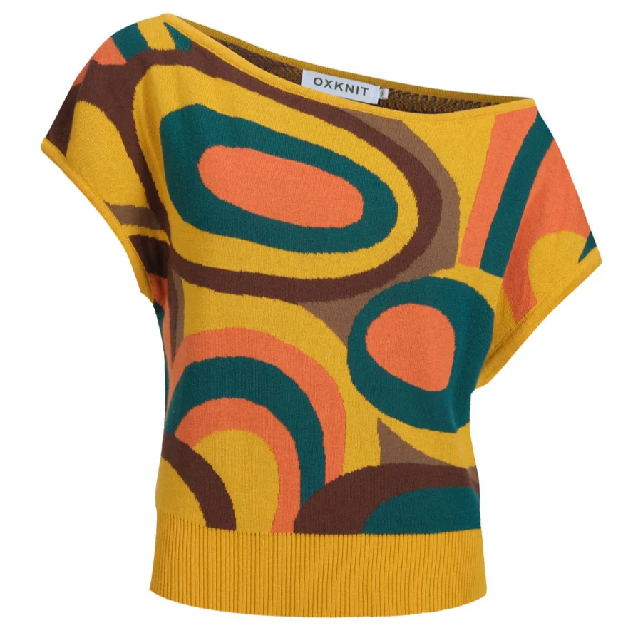 Women's floral jacquard slant shoulder T-shirt - Short Size