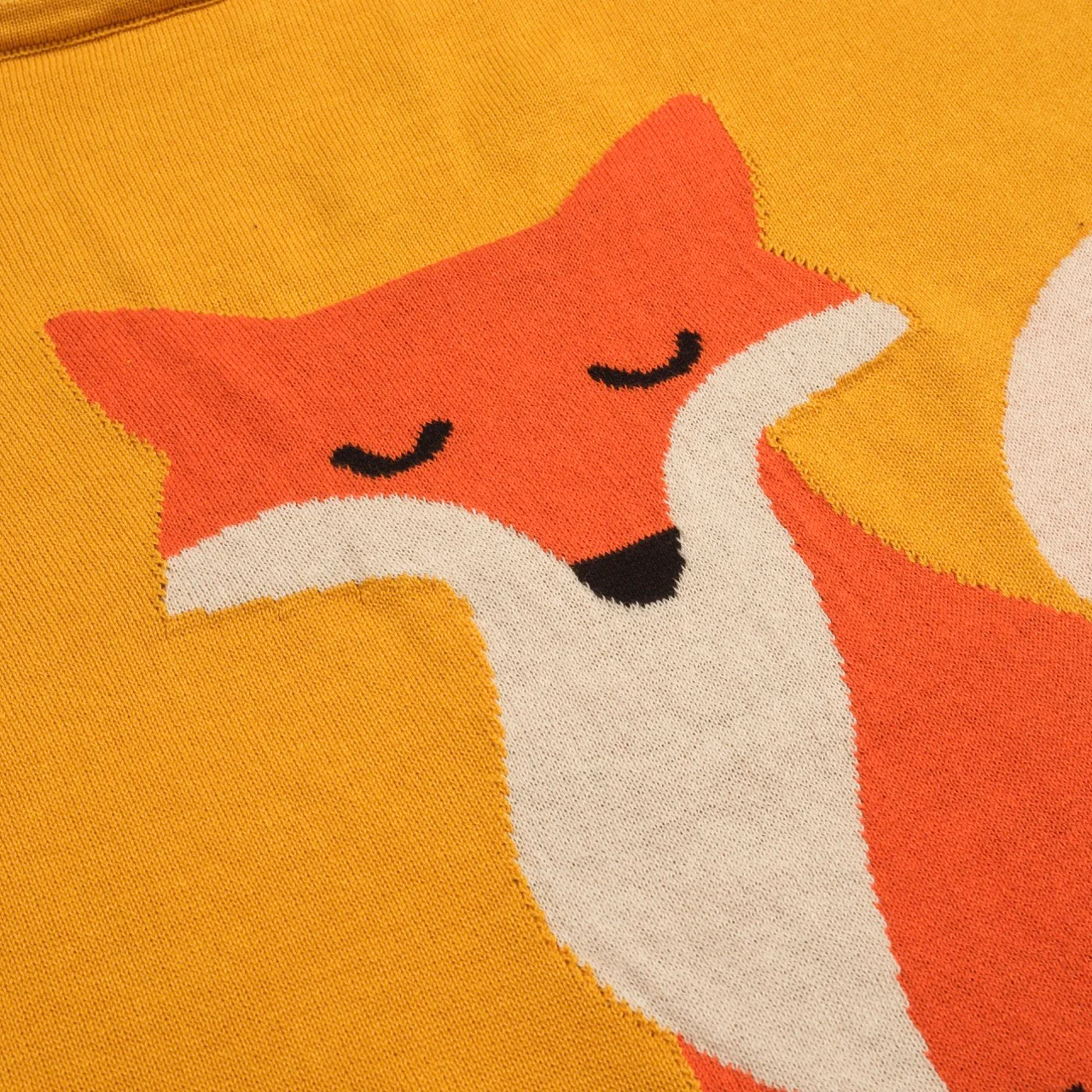 Women's fox jacquard knit diagonal shoulder knit T-shirt - short version size - Image 2