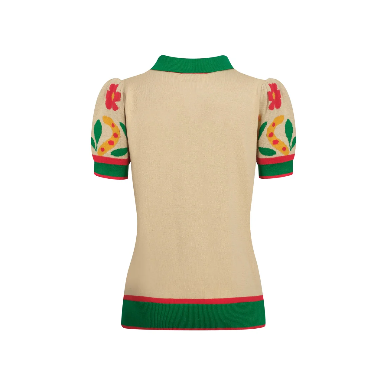Women's green Animal Garden knitted bubble sleeve polo - Image 3