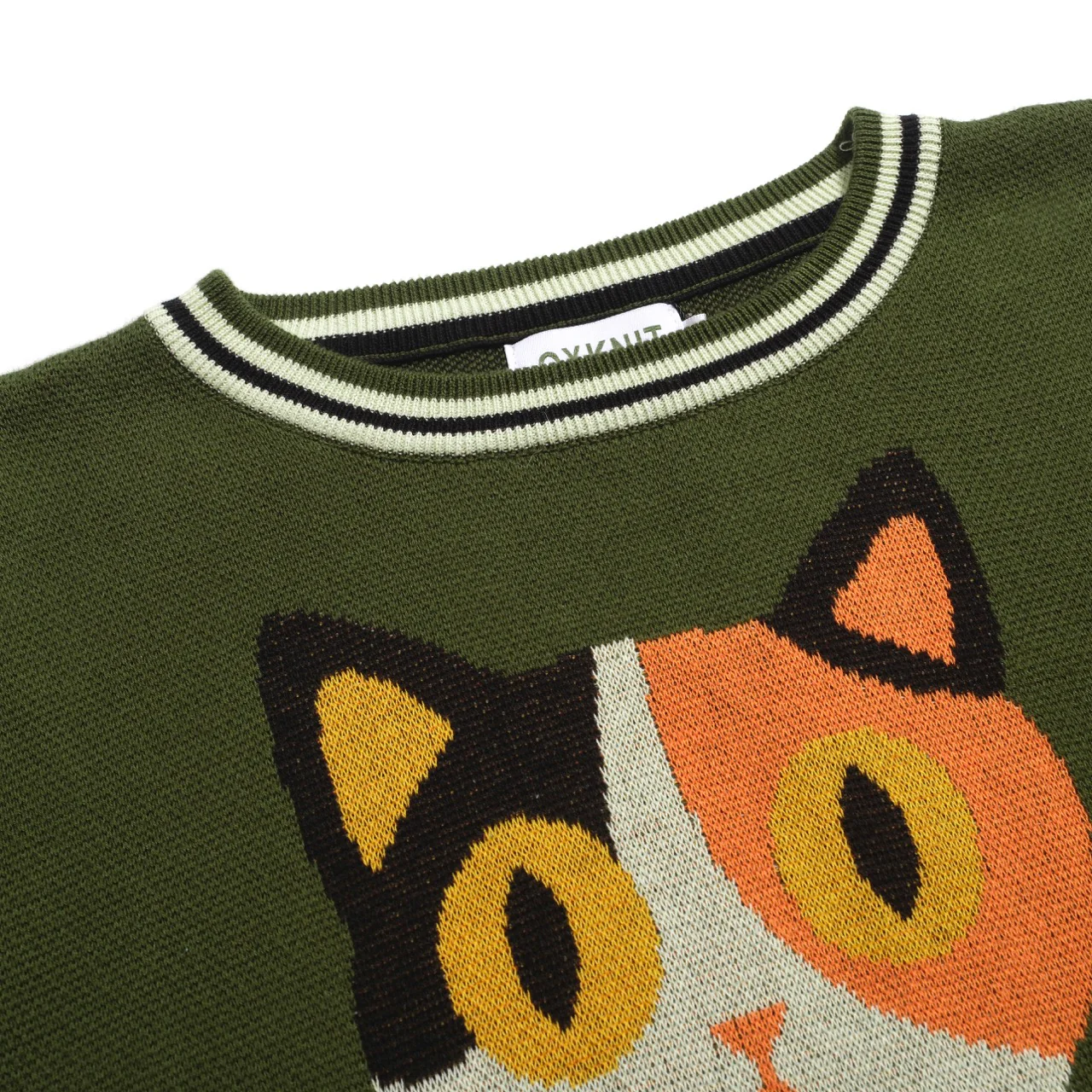 Women's green cat jacquard knitted T-shirt - Image 4