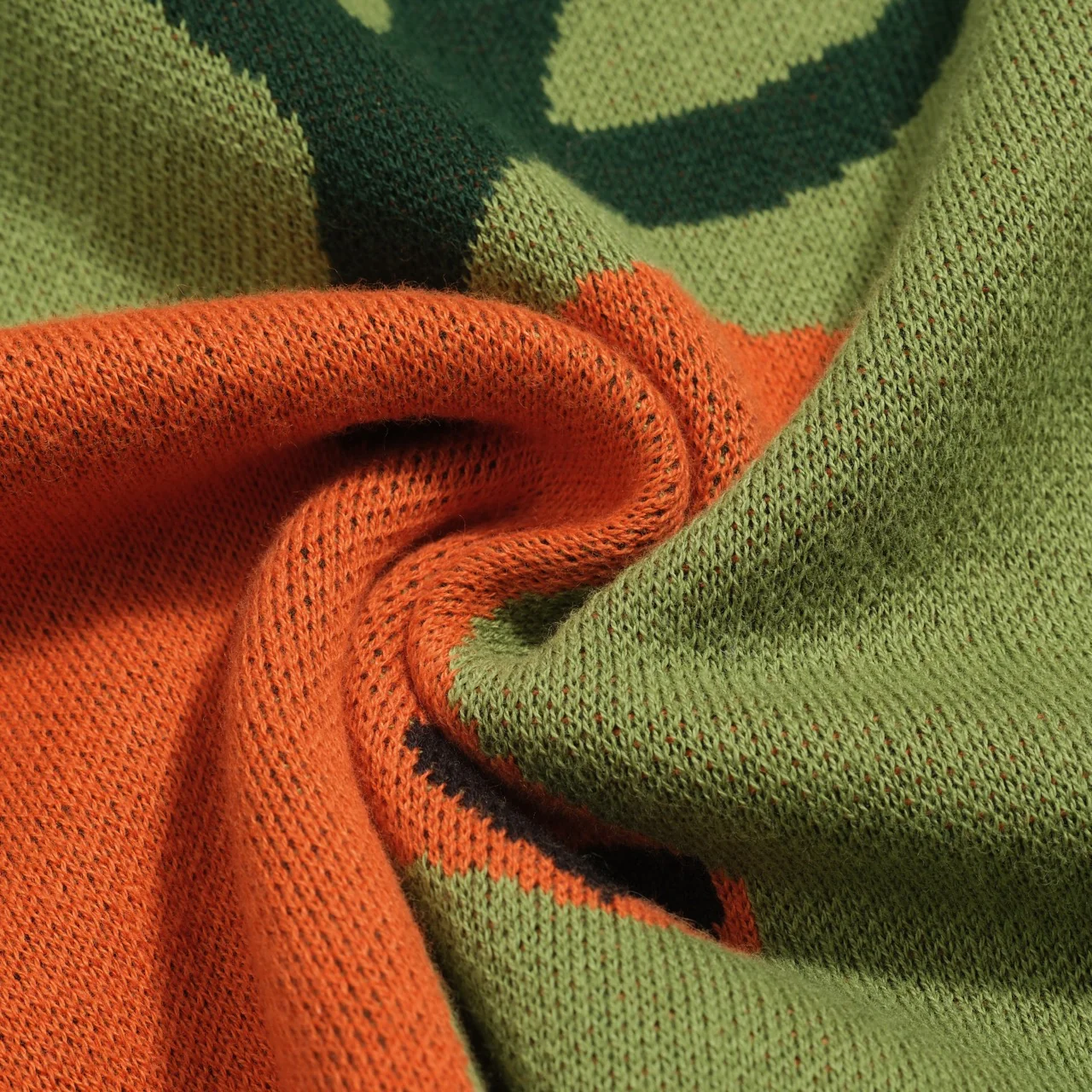 Women's green fawn vintage jacquard V-neck knitwear - Image 7