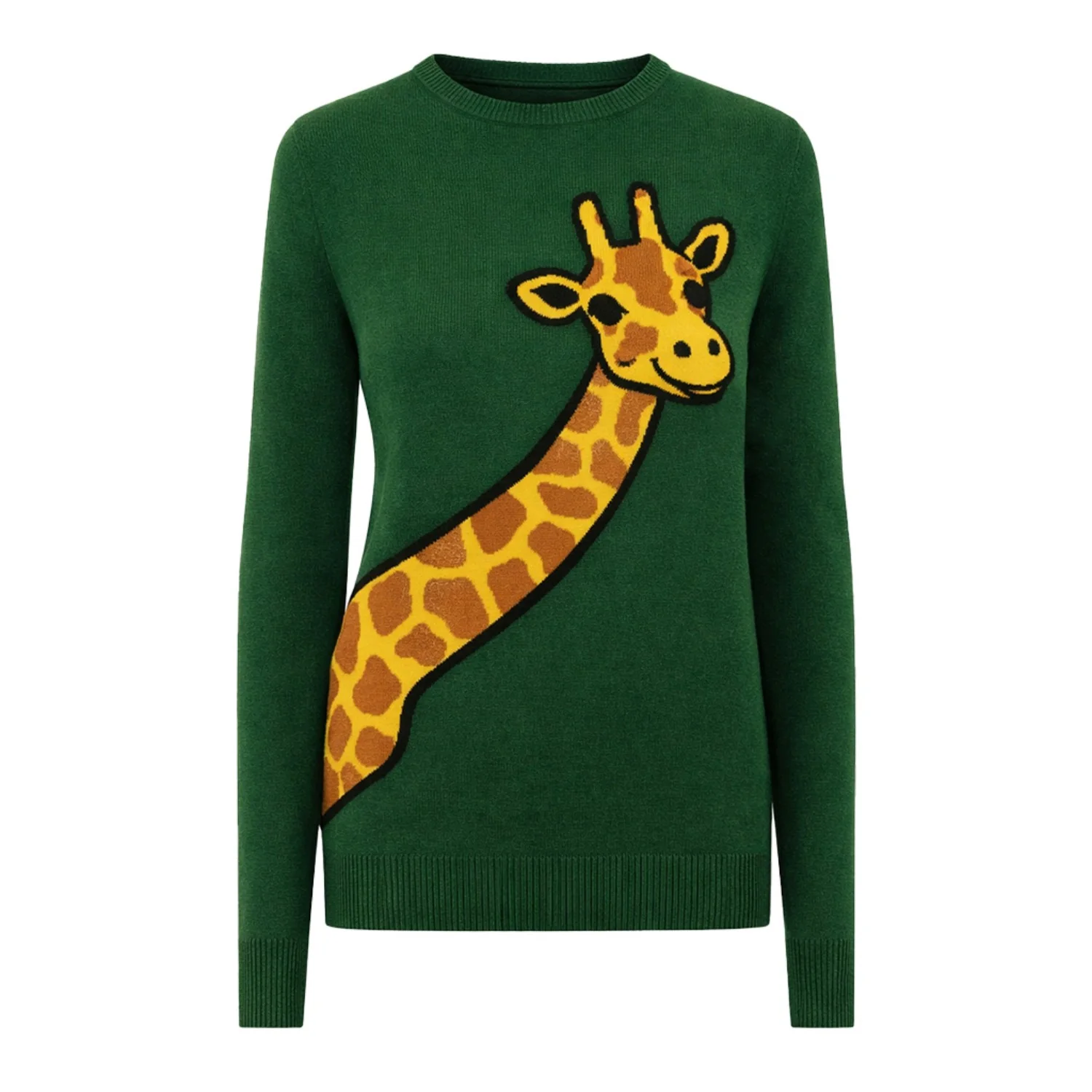 Women's Green Giraffe Vintage Jacquard Knitwear