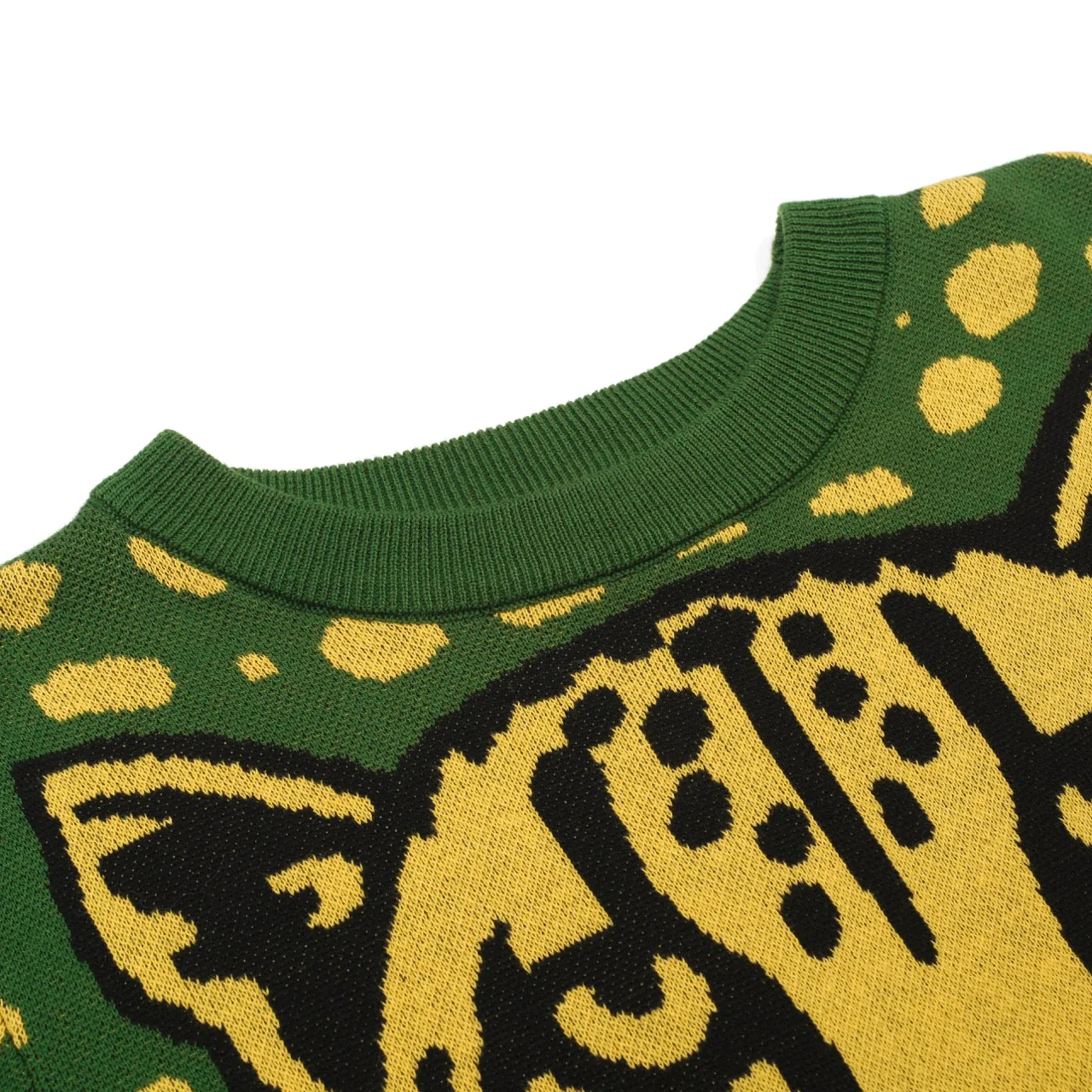Women's green leopard print animal blouse skirt knit suit - Image 12