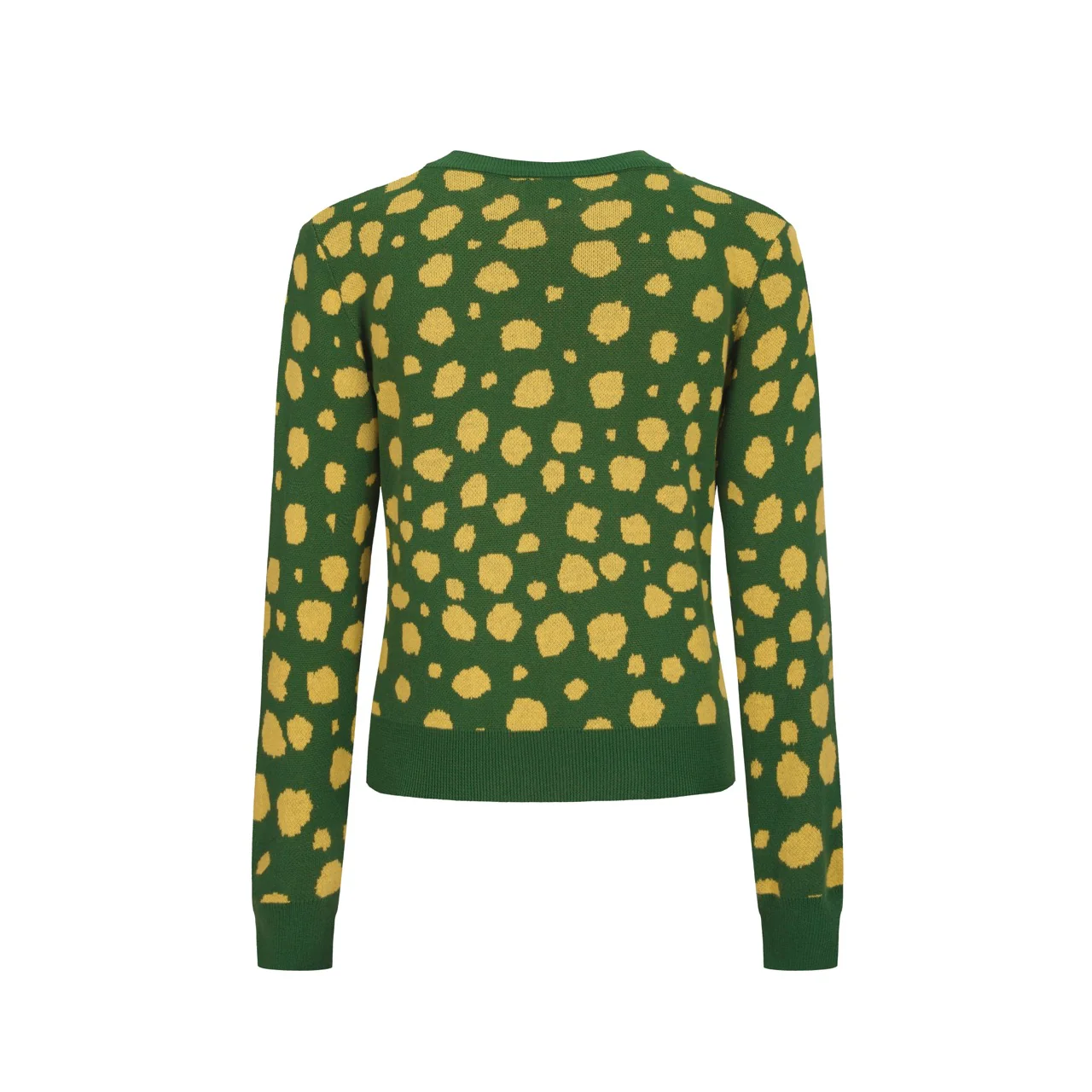 Women's green leopard print animal blouse skirt knit suit - Image 4