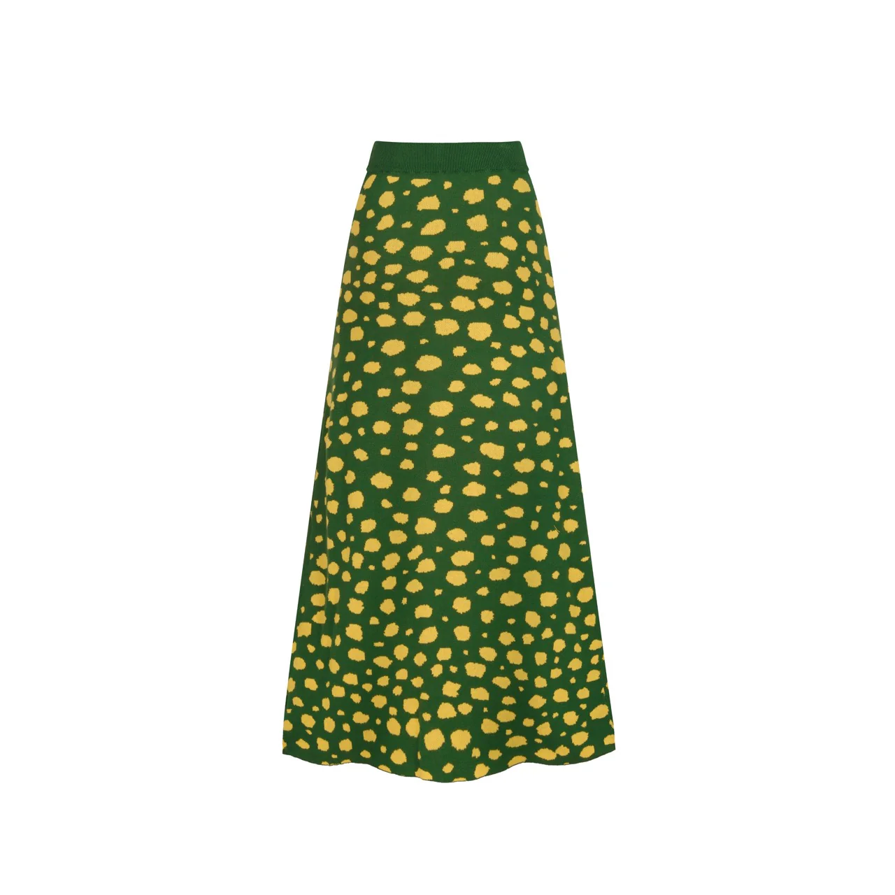 Women's green leopard print animal blouse skirt knit suit - Image 6