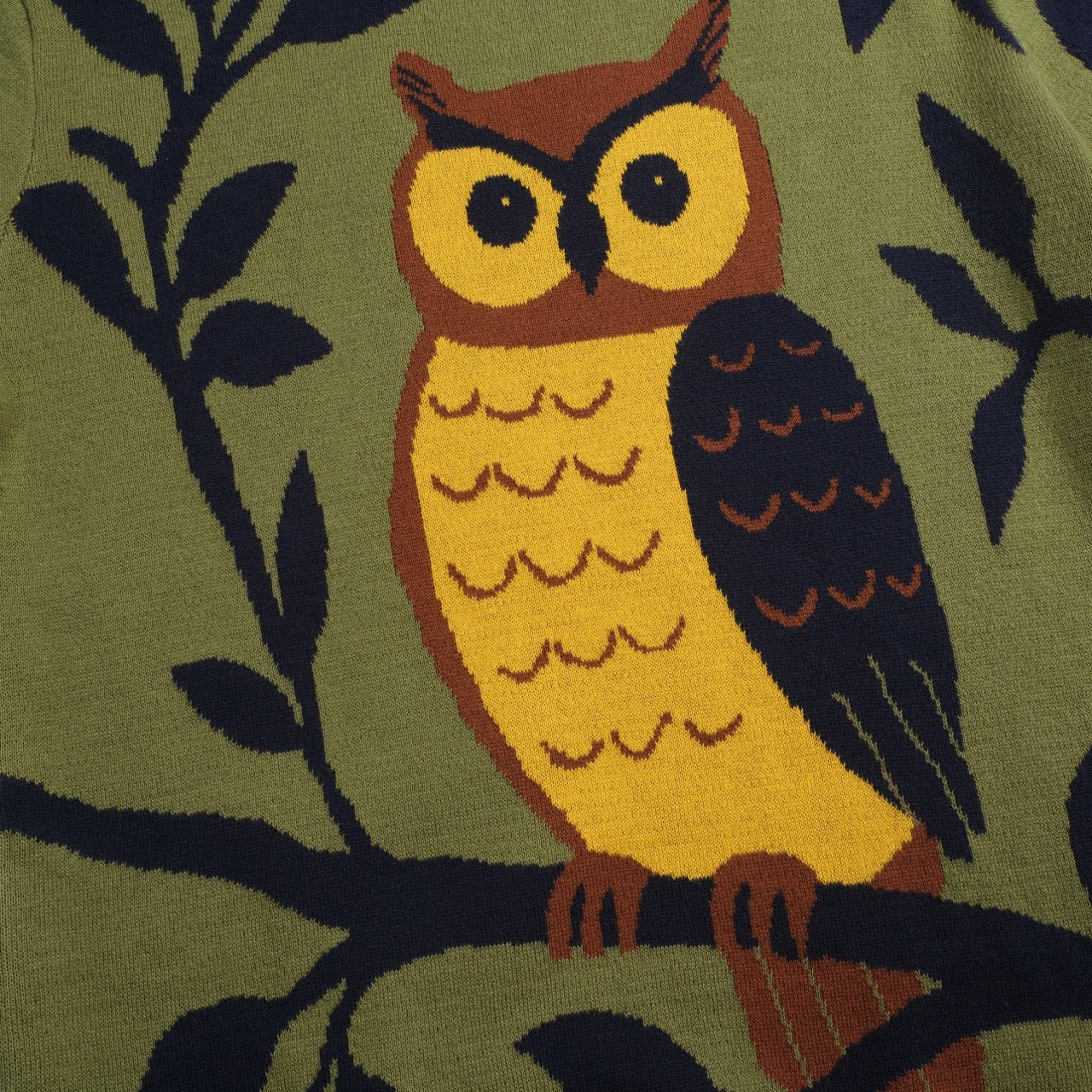 Women's green owl jacquard ruffled design knitwear-longer sleeves - Image 2