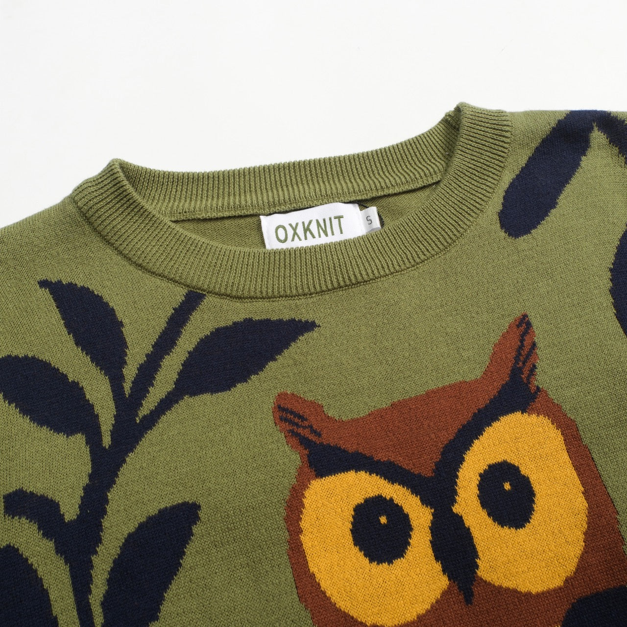 Women's green owl jacquard ruffled design knitwear-longer sleeves - Image 4