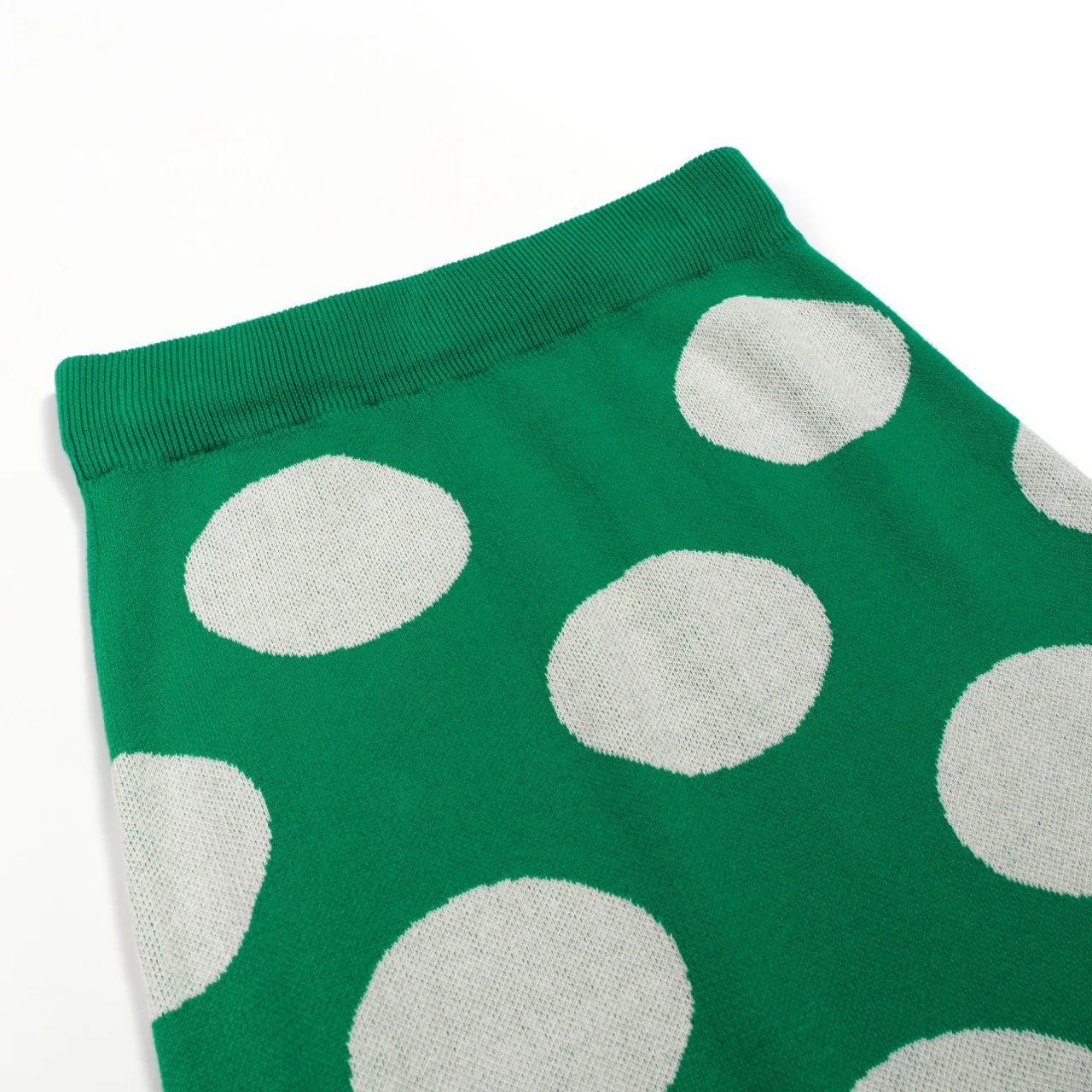 Women's green polka dots vintage knit skirt - Image 4