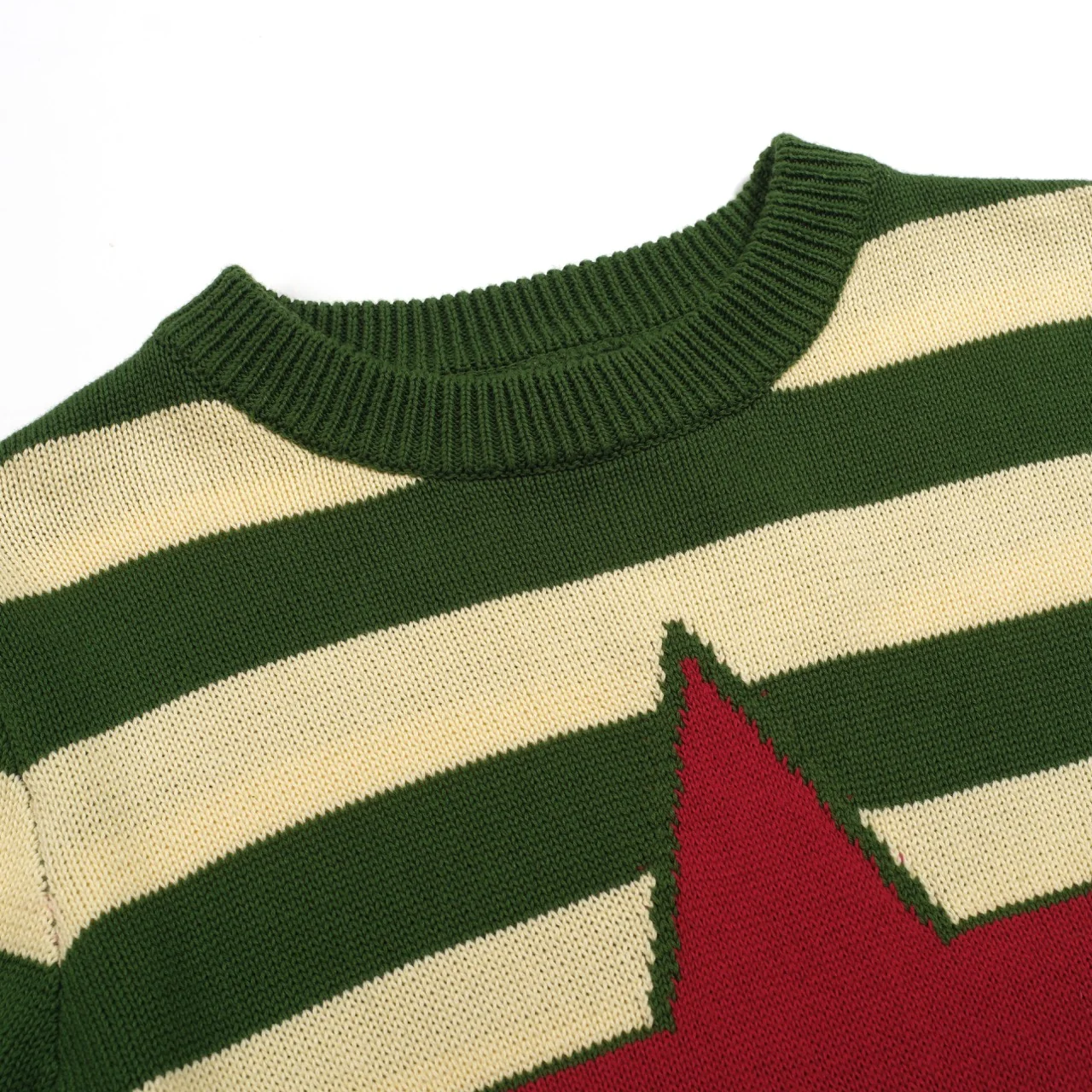Women's green striped vintage pentacle knitwear-longer sleeves - Image 4