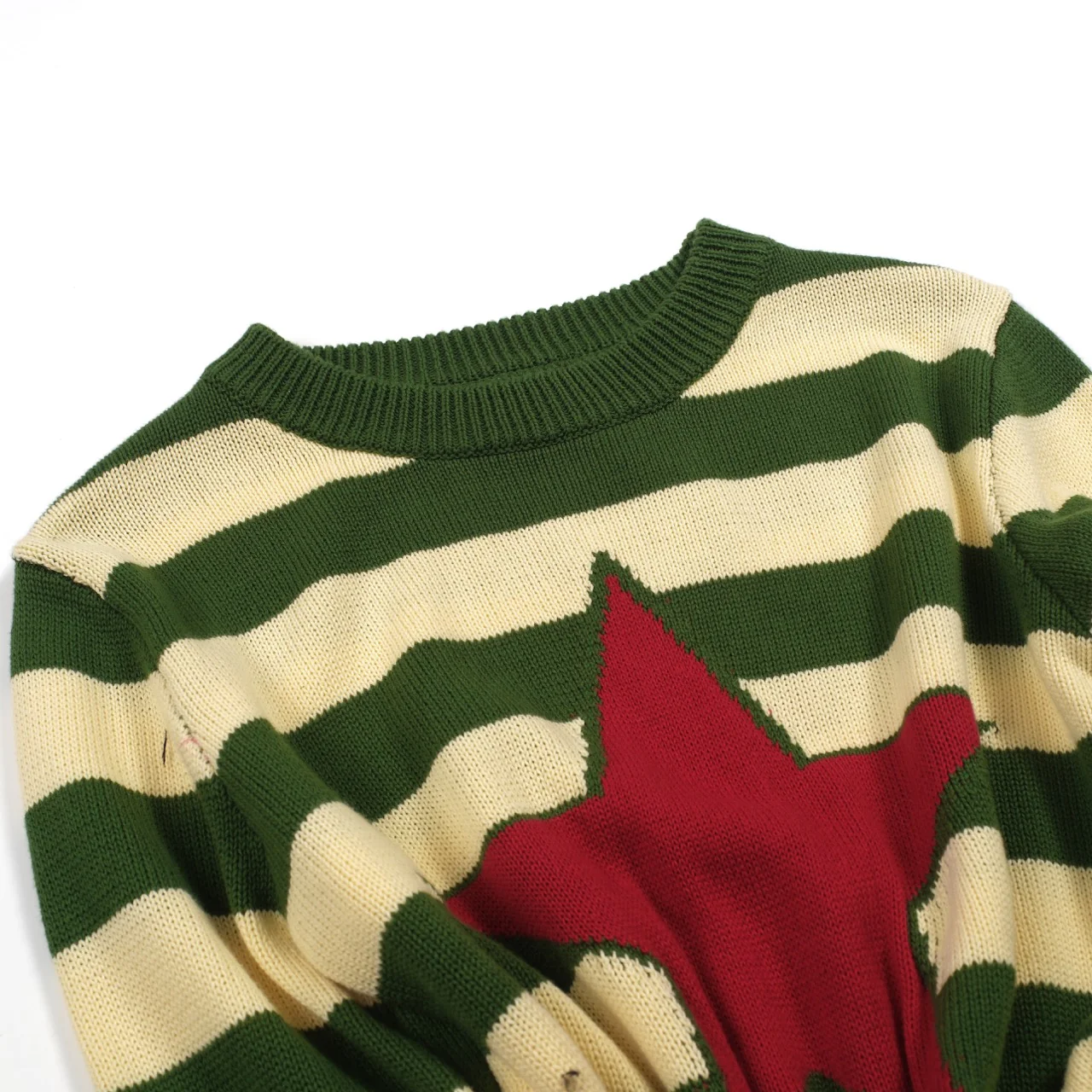 Women's green striped vintage pentacle knitwear-longer sleeves - Image 8