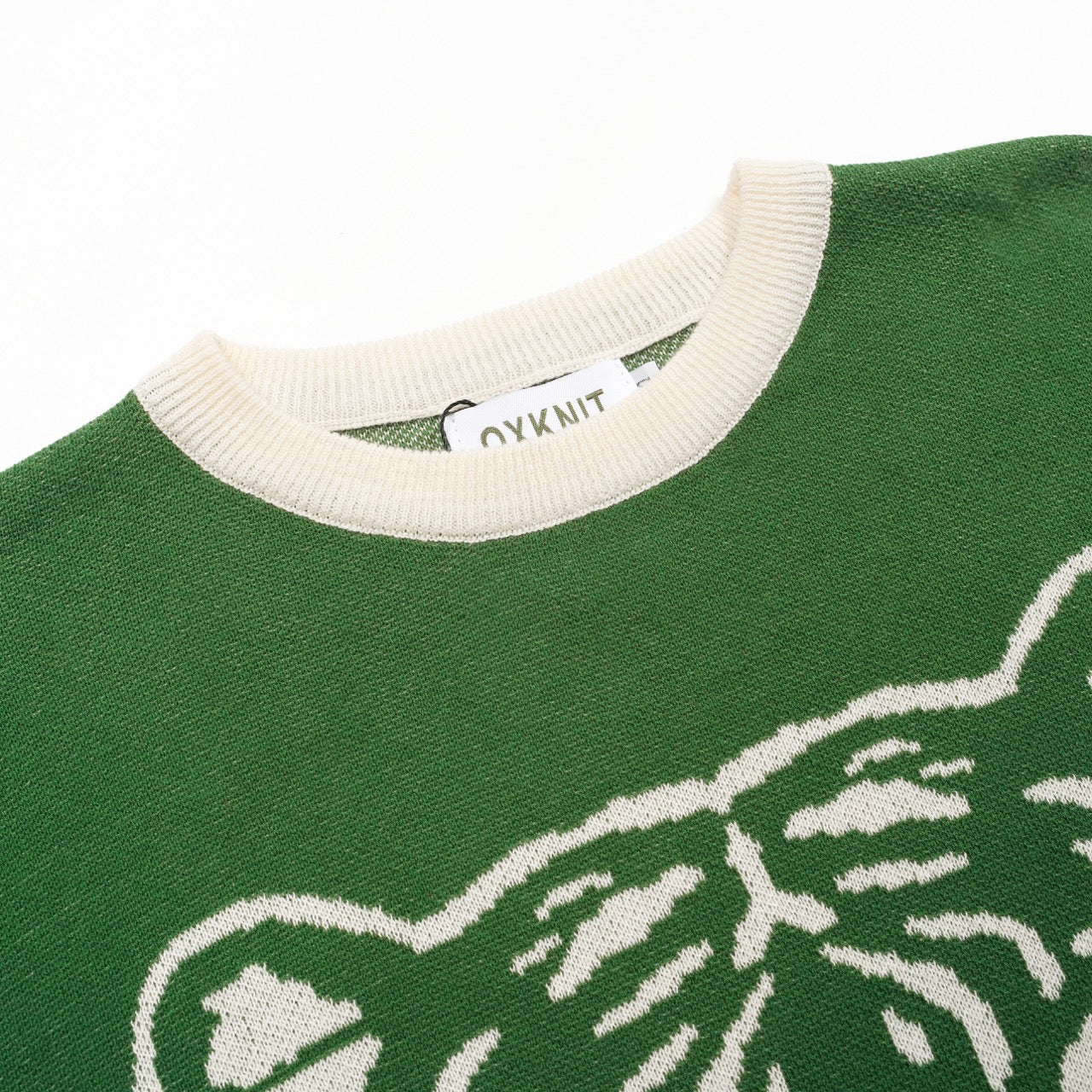 Women's Green Vintage Tiger Artistic Fashion Jacquard Knitwear - Image 4