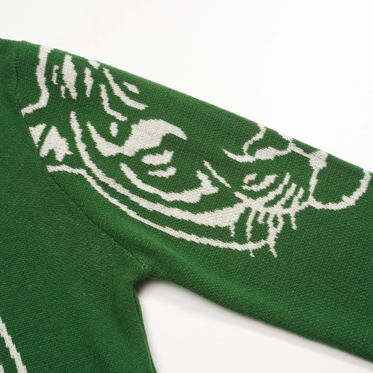 Women's Green Vintage Tiger Artistic Fashion Jacquard Knitwear - Image 5