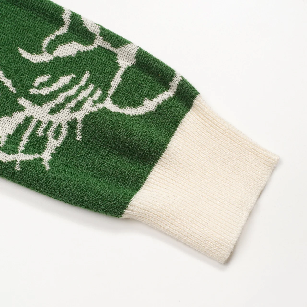 Women's Green Vintage Tiger Artistic Fashion Jacquard Knitwear - Image 7