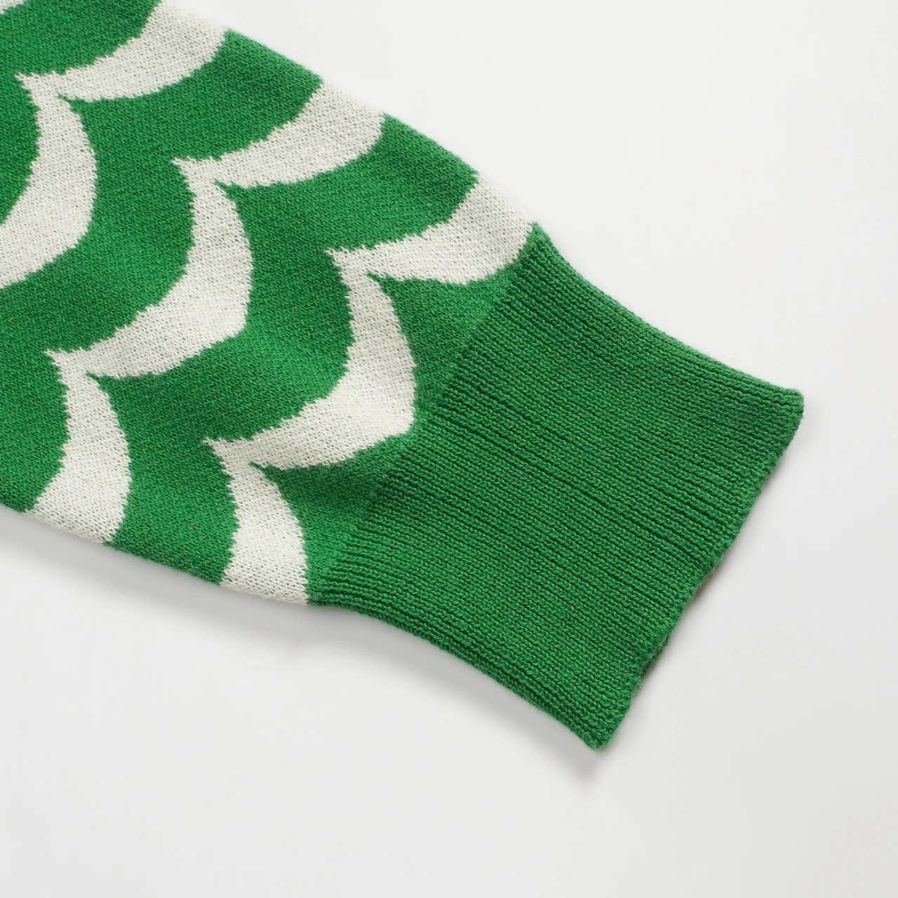 Women's green wavy striped preppy jacquard knitwear - Image 6