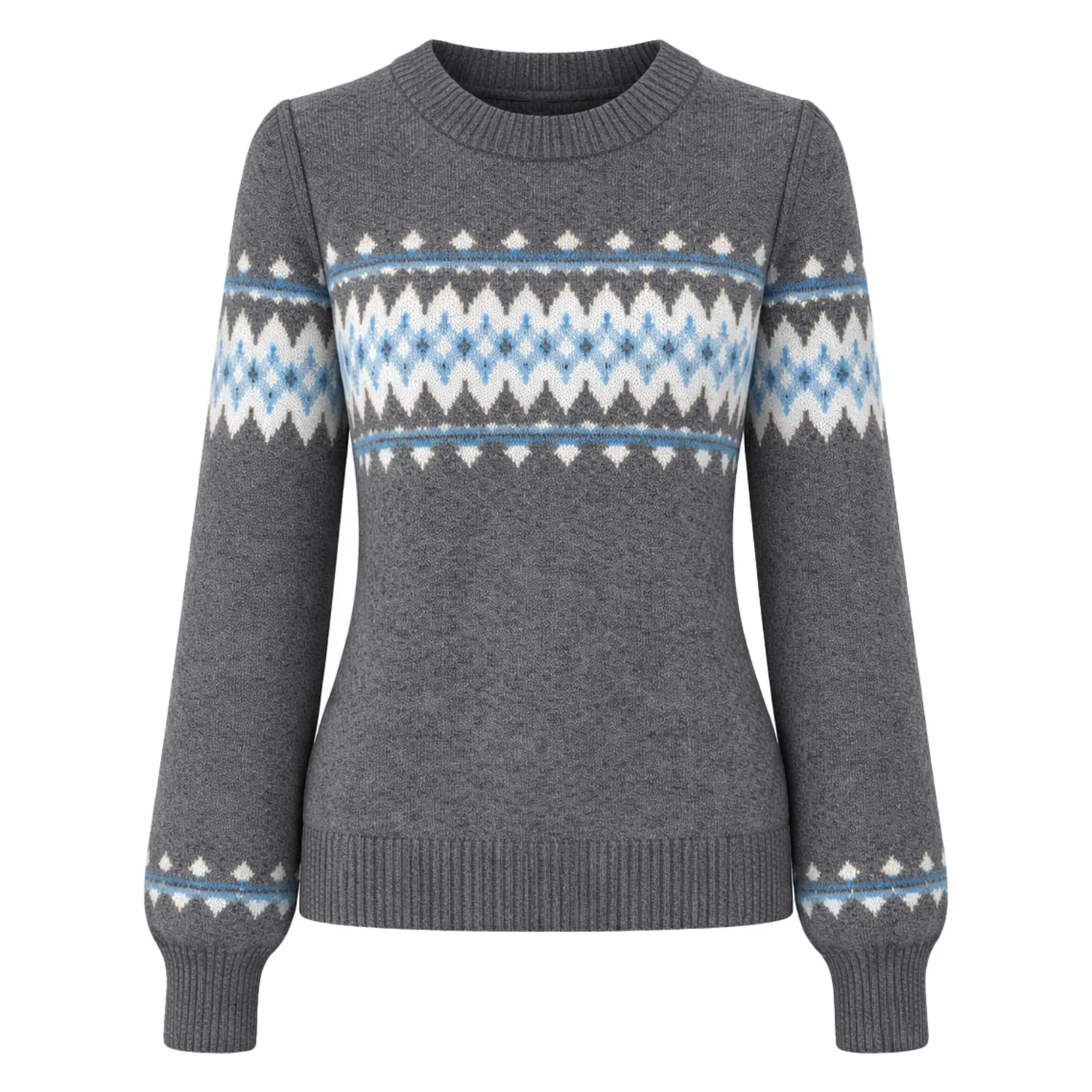 Women's grey patterned classic jacquard knitwear