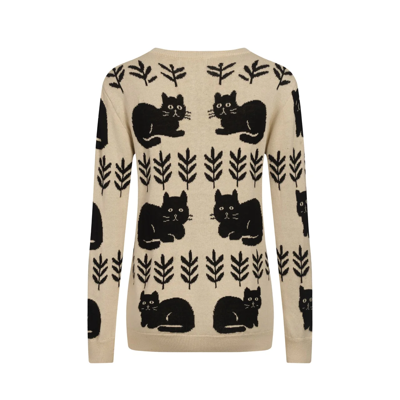 Women's khaki cat vintage knit cardigan - Image 3