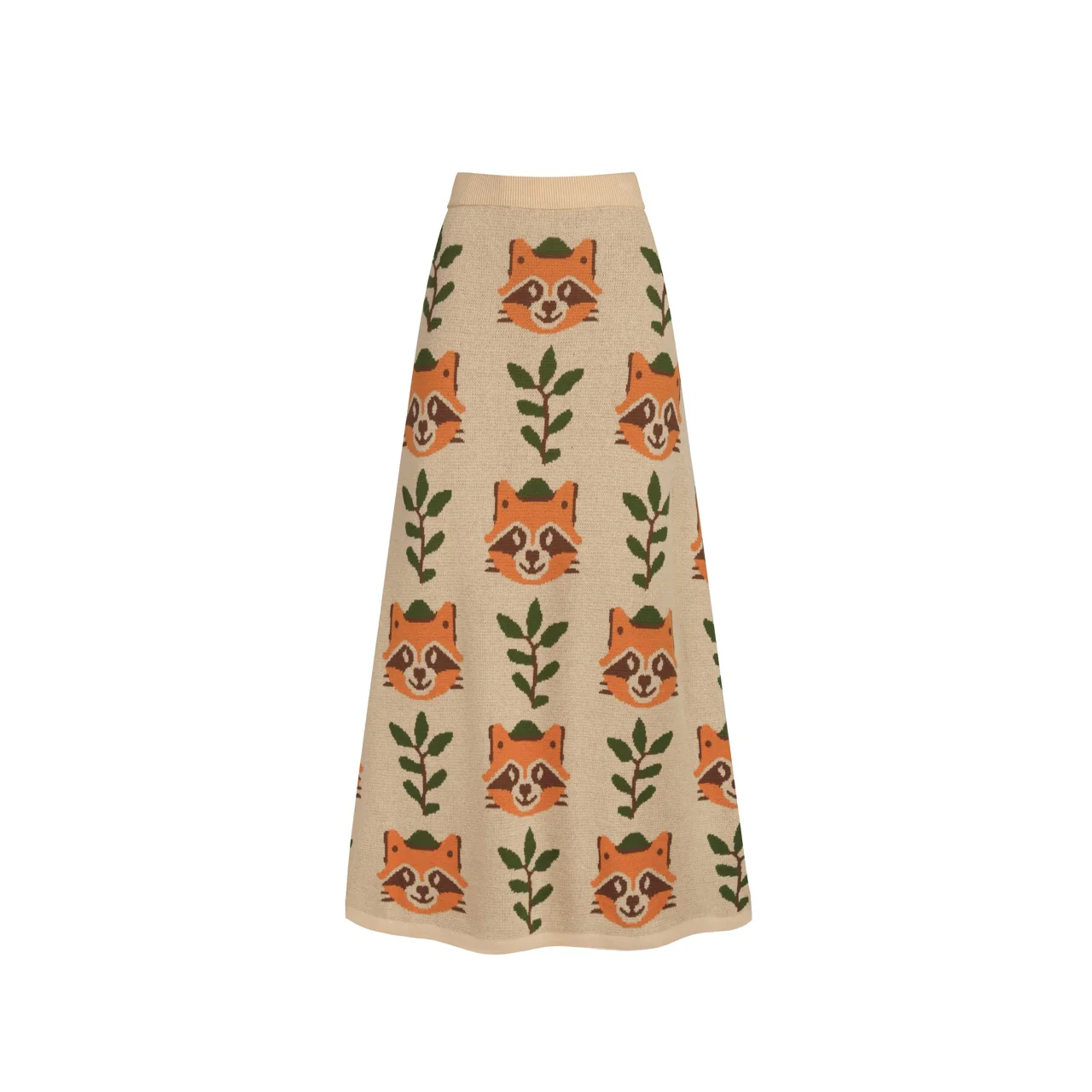 Women's khaki-colored animal print knitted skirt suit - Image 5