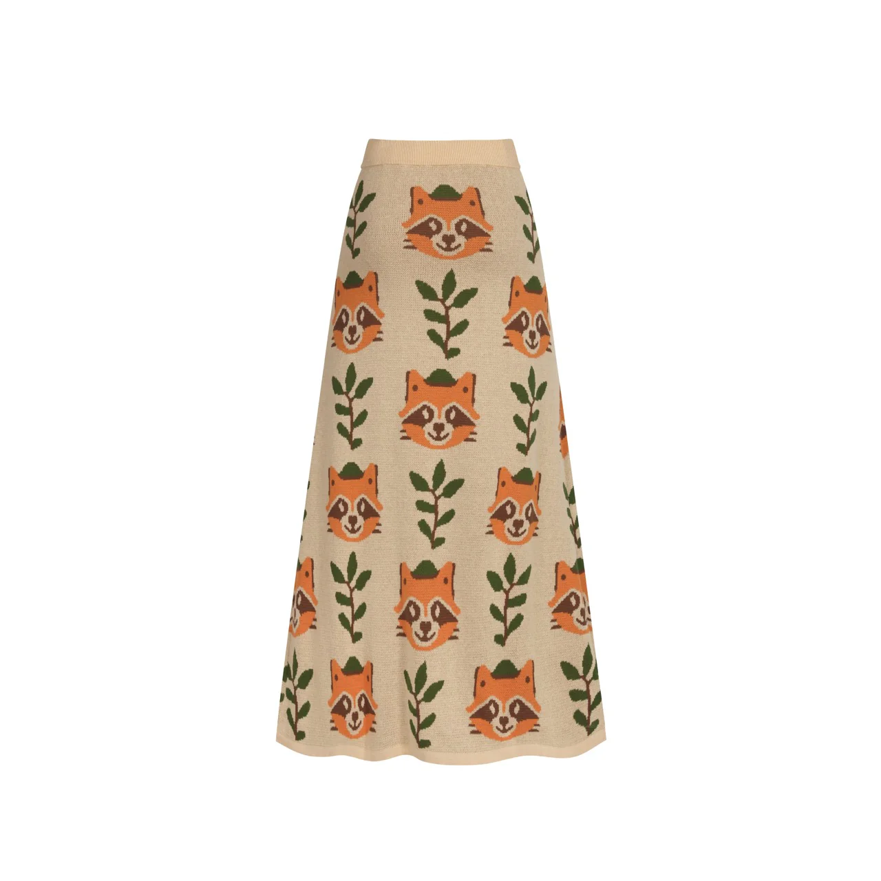 Women's khaki-colored animal print knitted skirt suit - Image 6