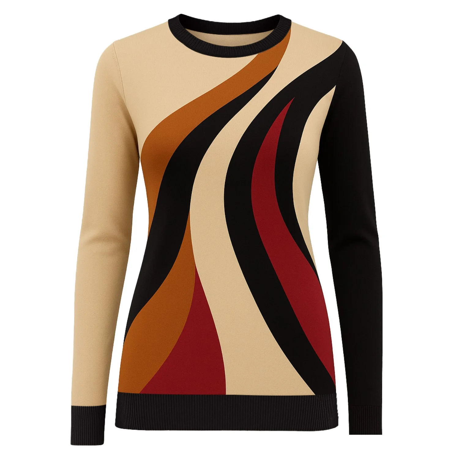Women's Khaki Retro Artistic Trend Jacquard Knitwear