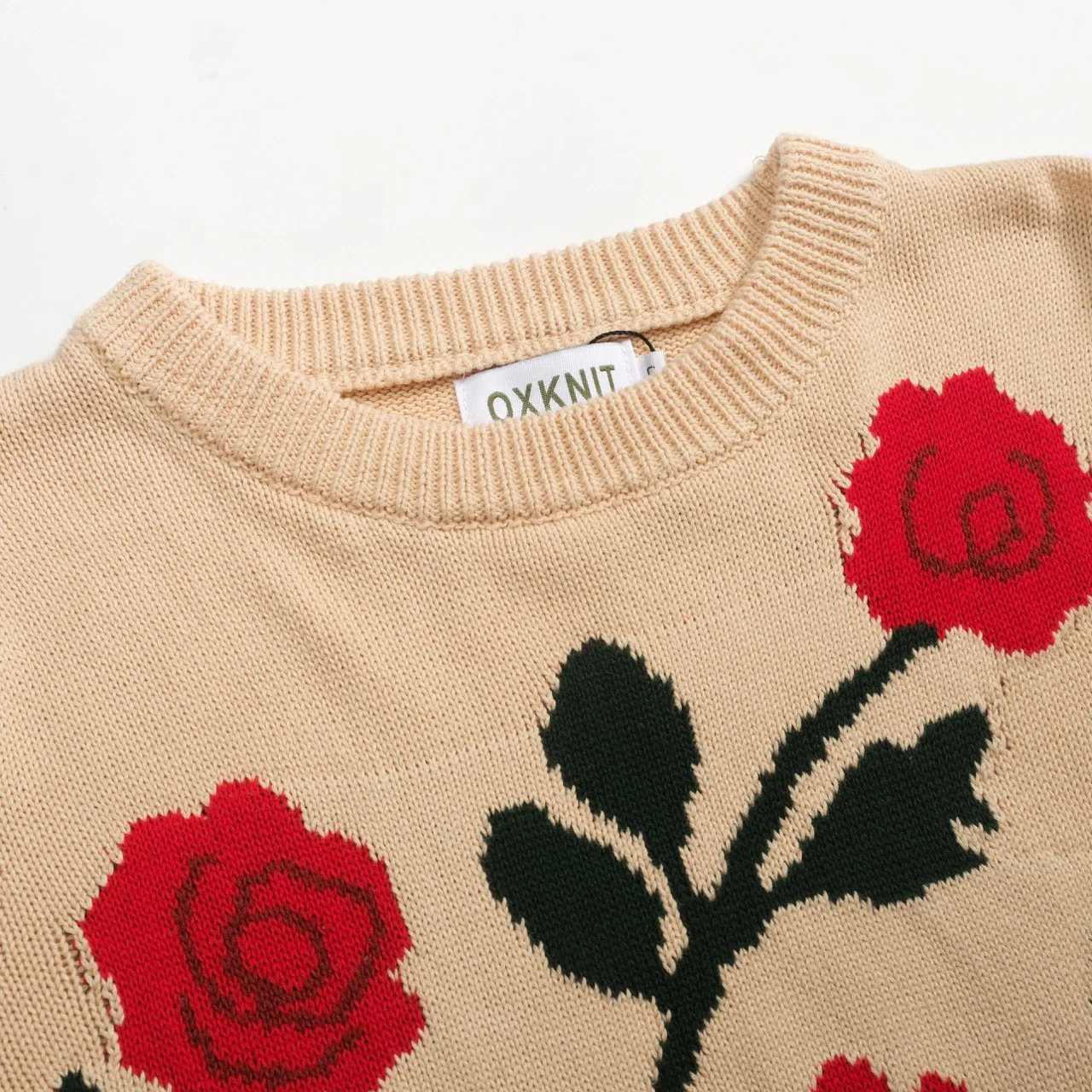Women's khaki rose vintage bubble sleeve knitwear - Image 4
