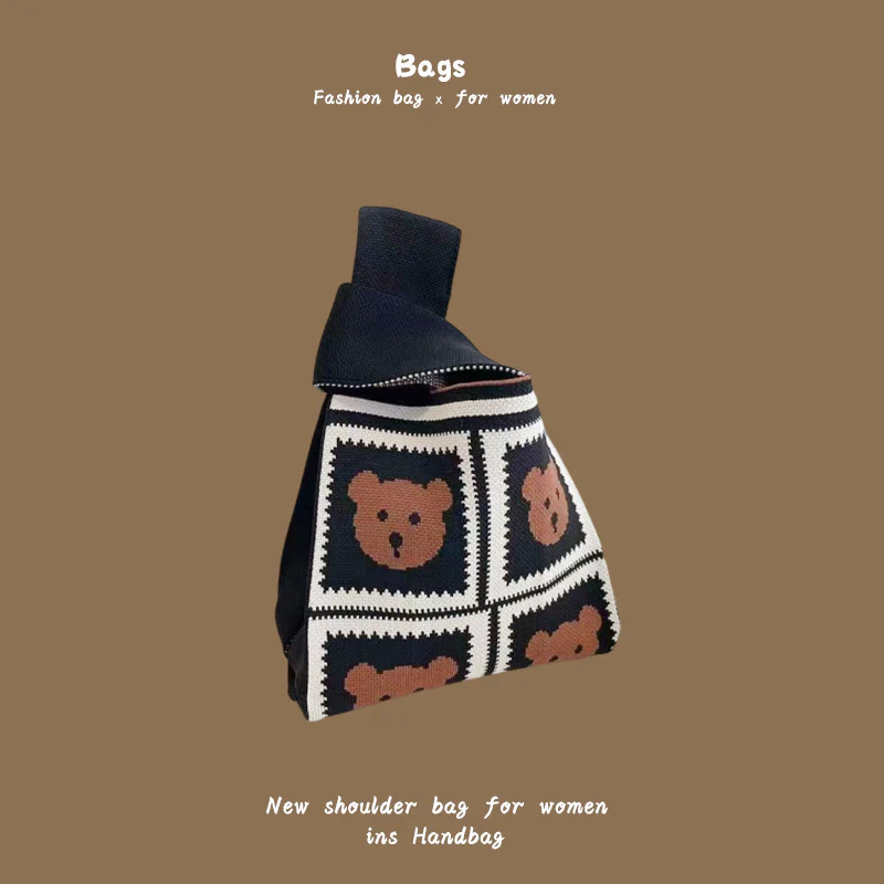 Women's knitted handbag bucket bag - Image 16