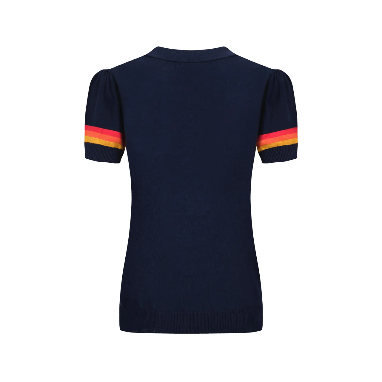 Women's lightning jacquard puffed sleeve knitted polo - Image 3