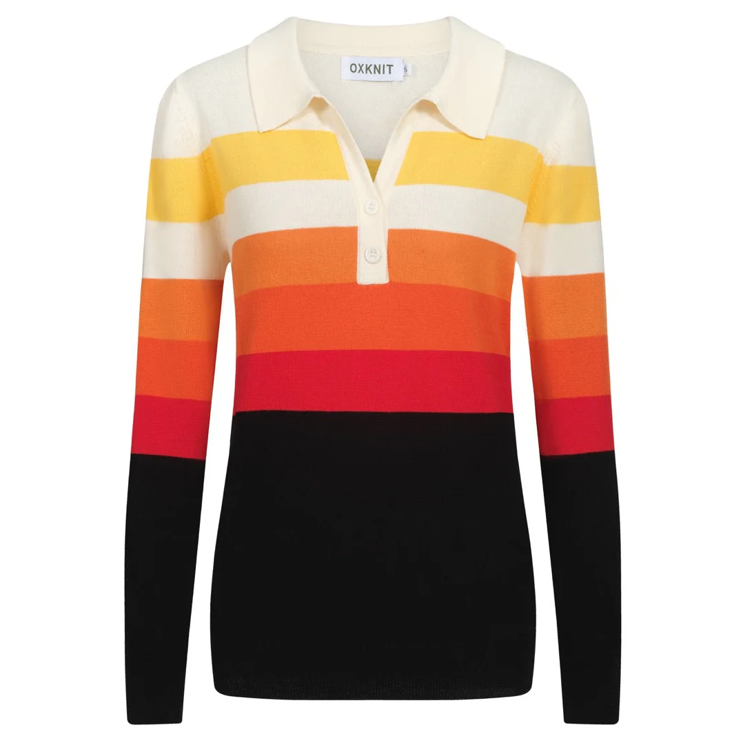 Women's multicolor striped V-neck knitwear